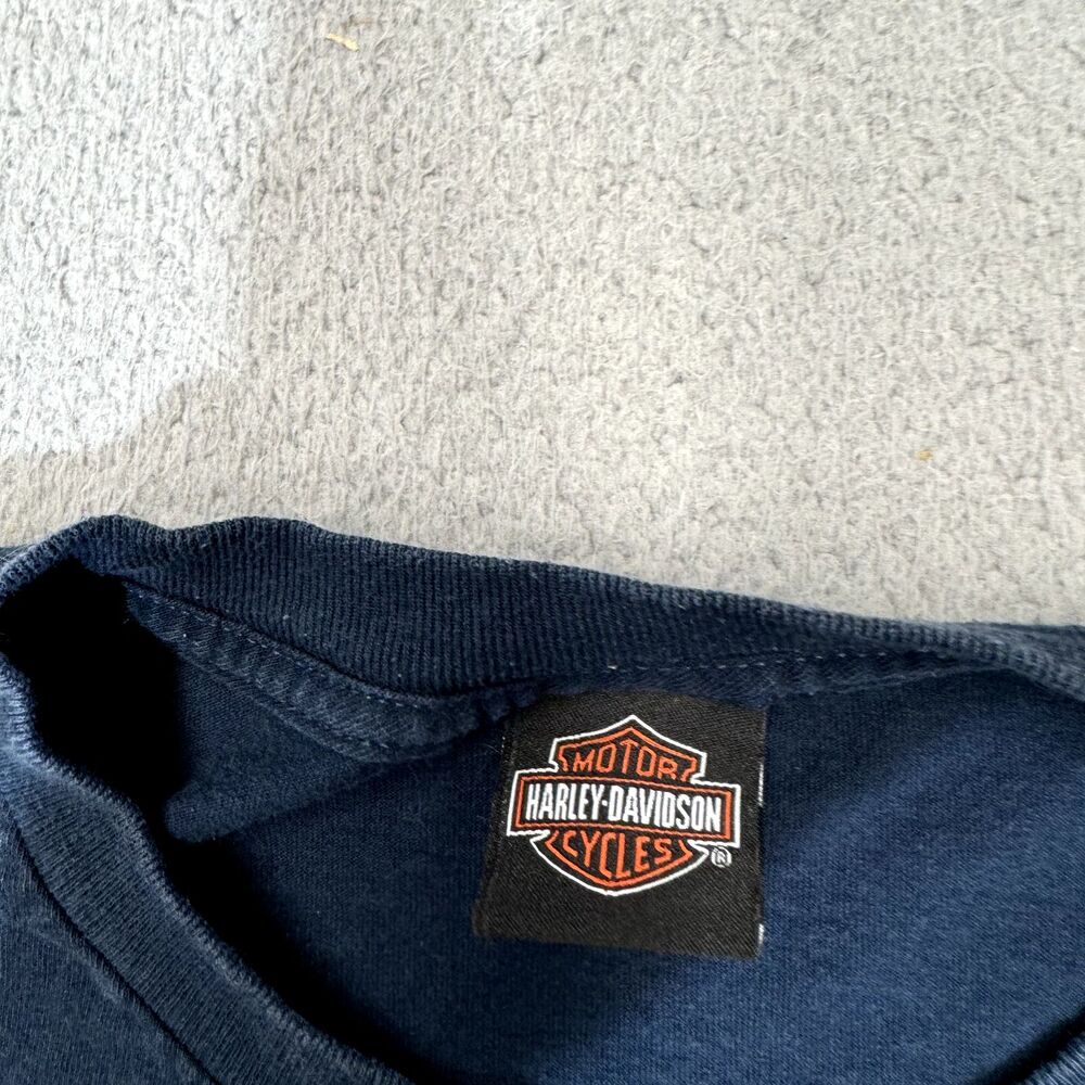 Harley Davidson Shirt Men Extra Large Blue Cut Off Sturgis Bravado Genuine Biker - Picture 3 of 16